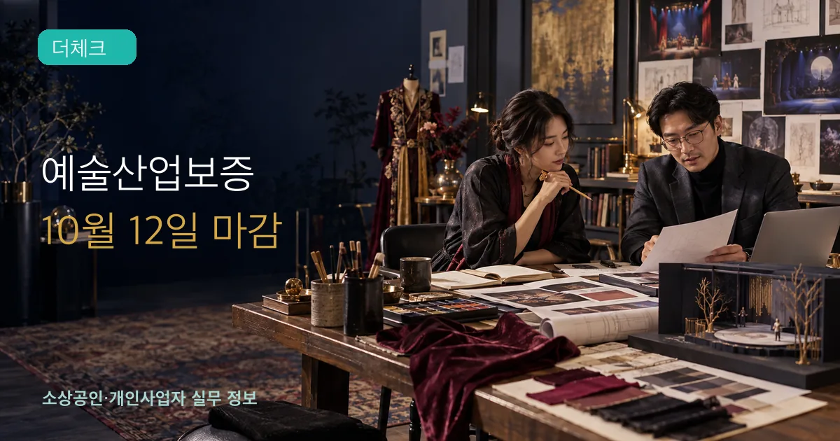 예술기업 운영자가 창작 프로젝트 예산과 무대기획 자료를 금융전문가와 검토하는 장면
