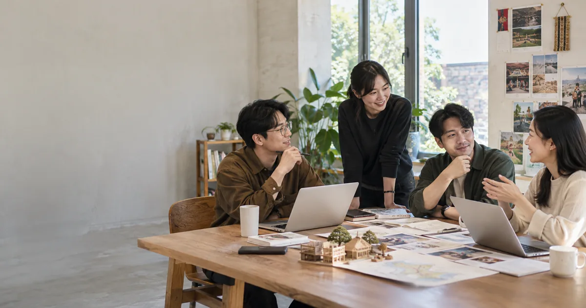 블록체인 스타트업 팀이 투자자 앞에서 서비스 구조와 재무계획을 발표하는 장면