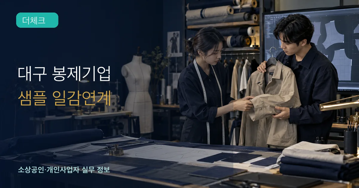 대구 패션 제조기업 작업자들이 디지털 패턴과 의류 샘플을 검토하는 장면