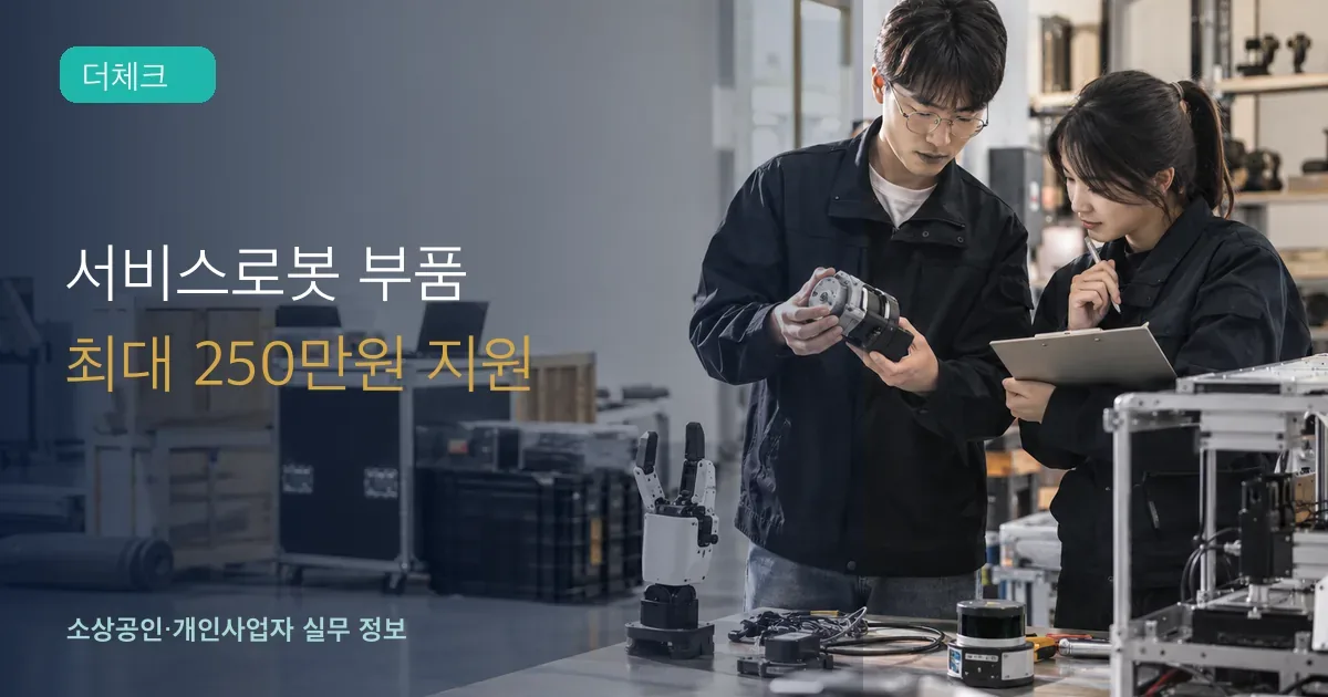서비스로봇 부품기업 엔지니어들이 센서와 그리퍼 전시 준비를 하는 장면