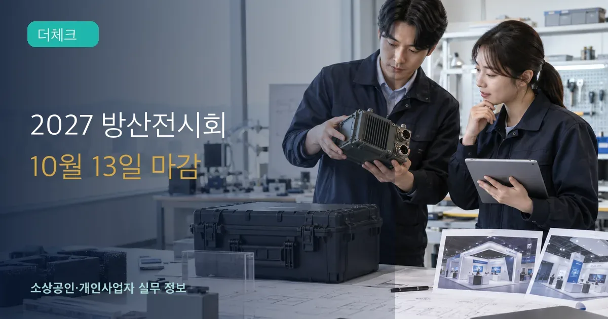 방산 중소기업 엔지니어들이 일반 전자부품과 전시 준비자료를 검토하는 장면