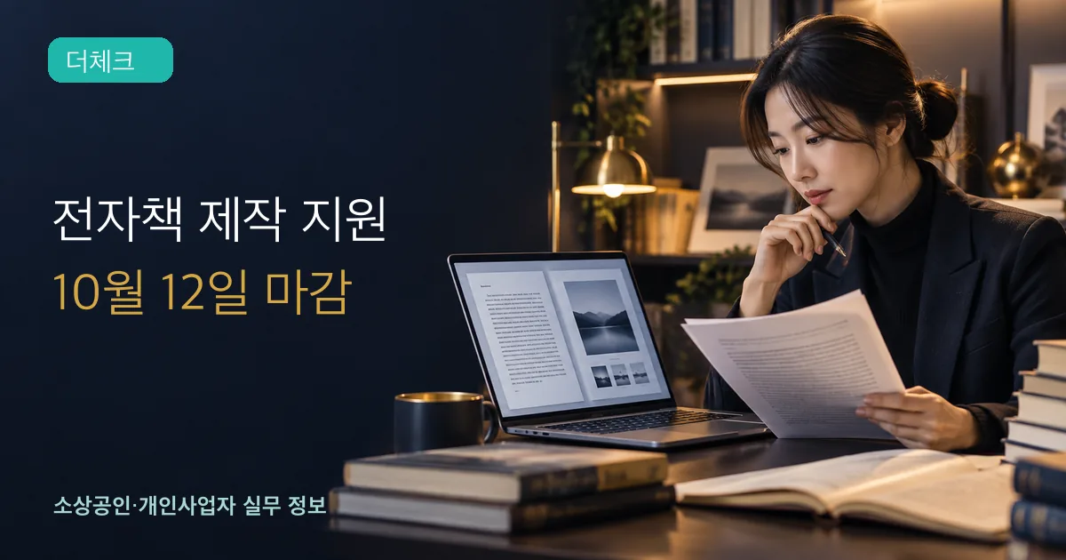 출판 편집자가 원고와 노트북의 전자책 편집 화면을 검토하는 장면
