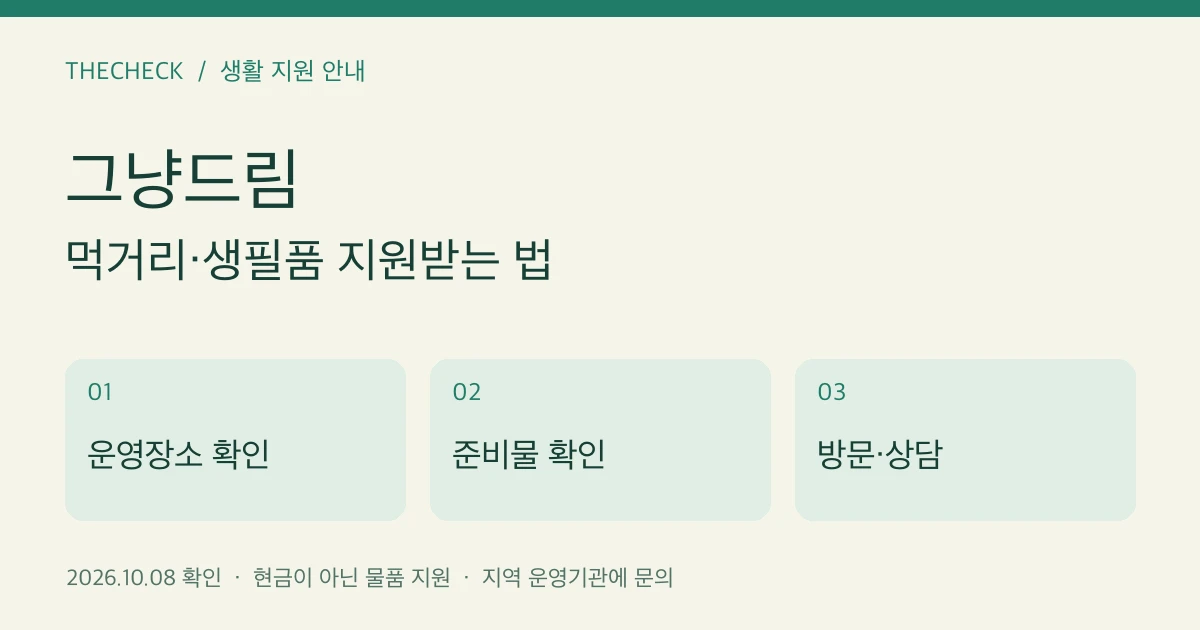그냥드림 신청방법: 대상·준비물·방문 절차
