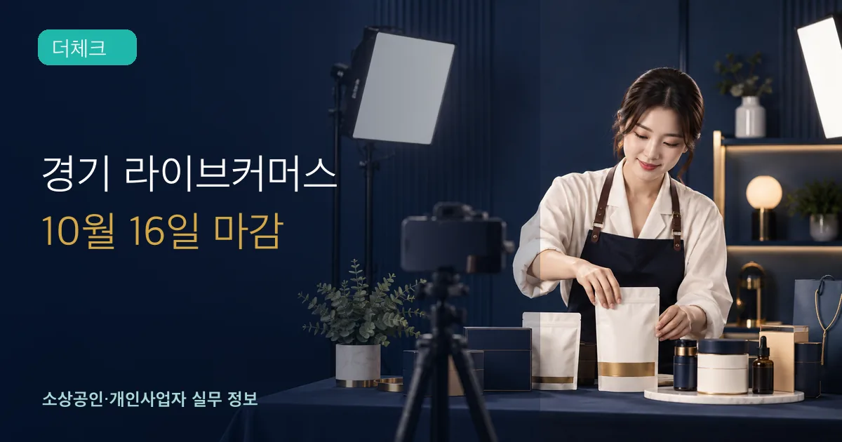 경기 소상공인이 촬영 스튜디오에서 판매 상품과 라이브 방송 준비물을 정리하는 장면