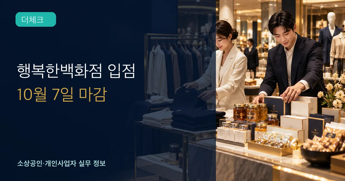 의류와 포장식품 브랜드 운영자가 백화점 입점 상품을 진열하는 장면