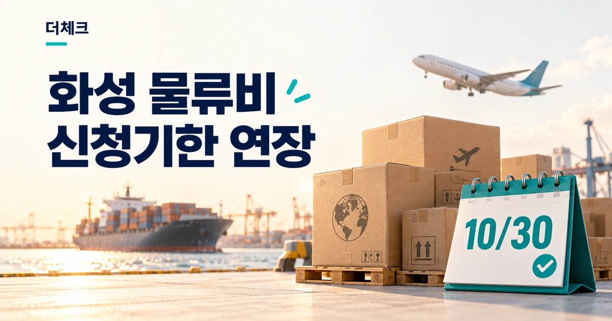 화성 물류비 지원 신청기한 연장을 표현한 수출 상자와 달력 예시 이미지