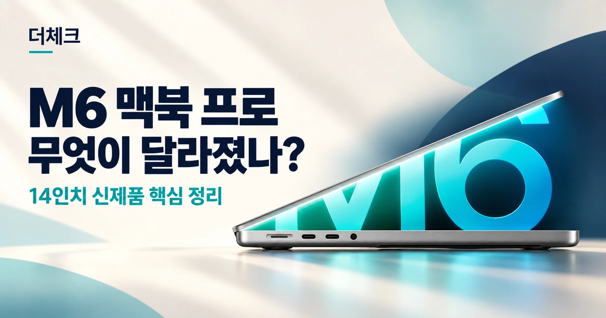 M6 맥북 프로 14인치의 공식 형태를 참조해 성능 차이를 안내하는 더체크 편집 이미지