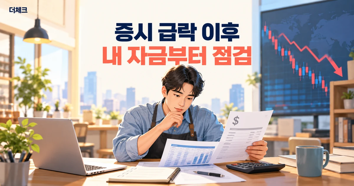 주가와 환율을 살피며 투자계좌와 사업 운영자금의 지급 일정을 따로 점검하는 개인사업자 삽화