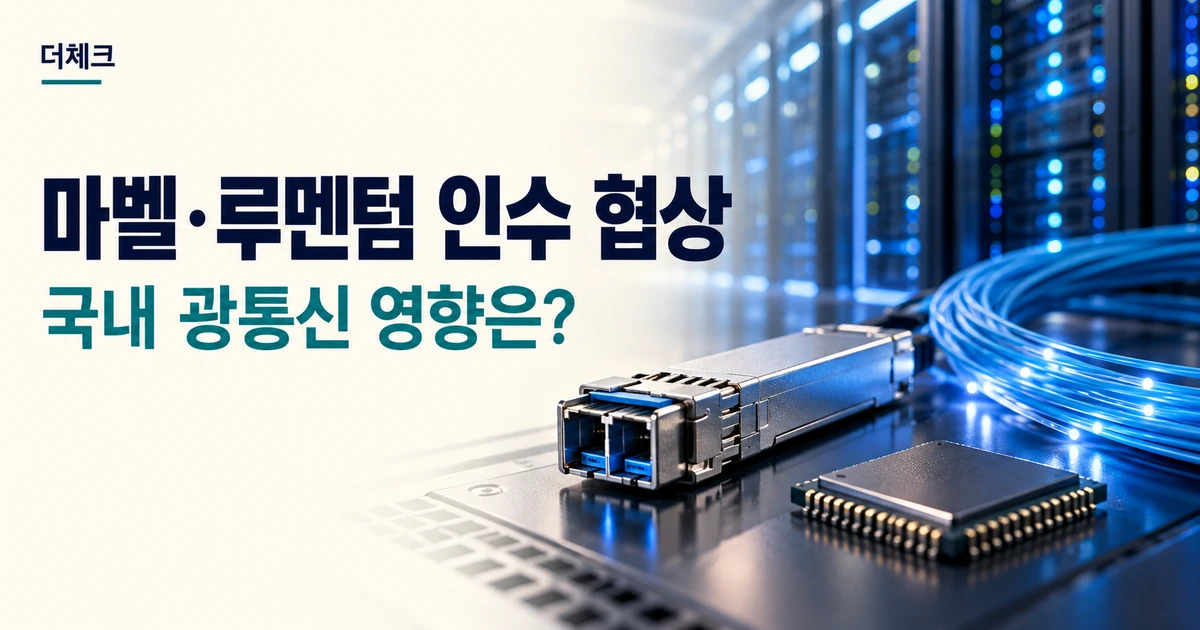 마벨 루멘텀 인수 협상과 국내 광통신 영향을 표현한 데이터센터·광부품 편집 이미지