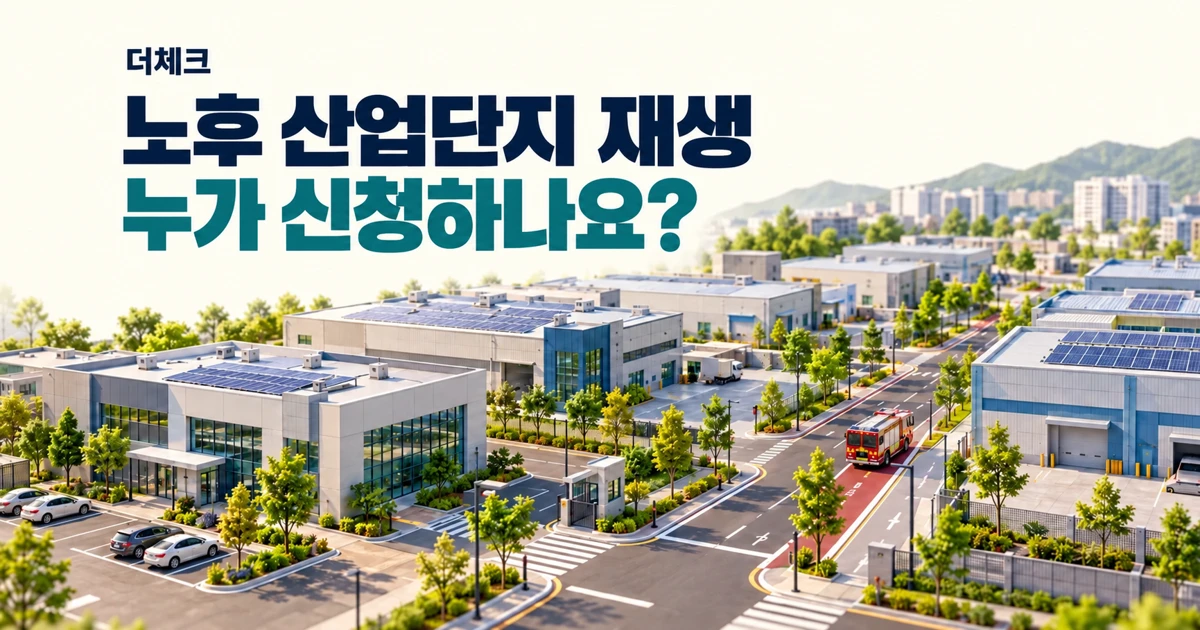 노후 산업단지 재생사업의 도로와 주차 및 녹지 개선을 표현한 이미지