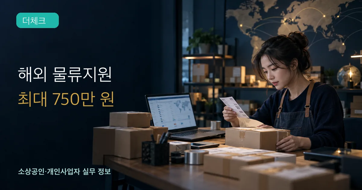 온라인 판매자가 국제배송 상자와 통관서류를 확인하는 장면