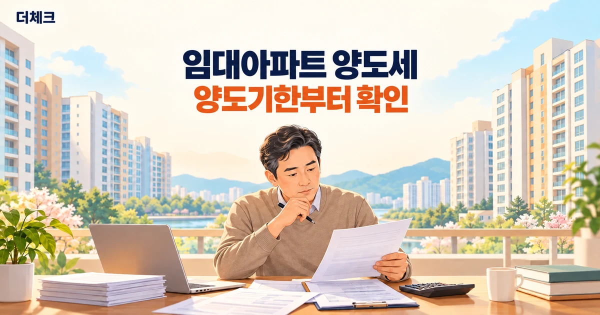 임대아파트 양도세의 양도기한과 세무서류를 확인하는 임대인 삽화