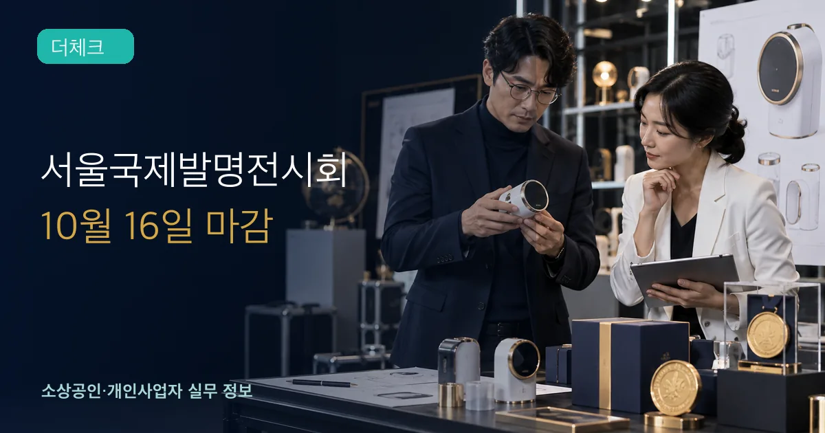 발명기업 관계자들이 전시를 앞두고 제품 시제품과 진열계획을 점검하는 장면