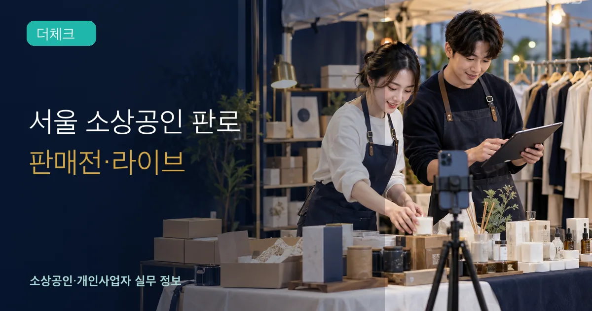 서울 소상공인이 판매전 상품과 라이브커머스 촬영 준비를 점검하는 장면