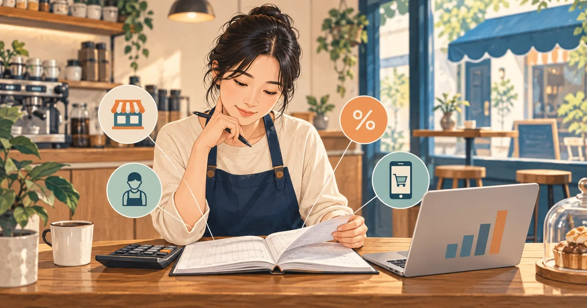 소상공인 비용부담을 확인하기 위해 임대료와 인건비, 이자, 플랫폼 수수료 장부를 점검하는 사업자