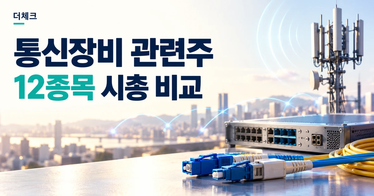 통신장비 관련주 12종목 시총 비교를 표현한 광케이블과 무선 통신장비 편집 이미지
