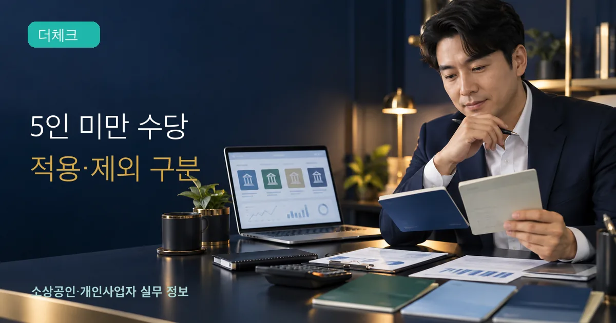 소규모 매장 운영자가 출퇴근 기록과 급여 계산표를 확인하는 장면