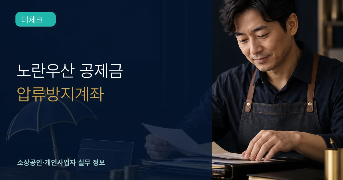 소상공인이 노란우산 공제금 서류와 안전한 수급계좌를 확인하는 장면